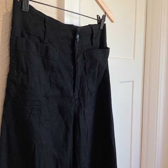 Anthropologie COLETTE Cropped Wide-Leg Linen Pants Maeve NEW 27 Black - Picture 7 of 12